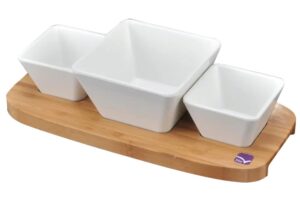 סט הגשה עץ במבוק 33X15 ו-3 קערות***601001