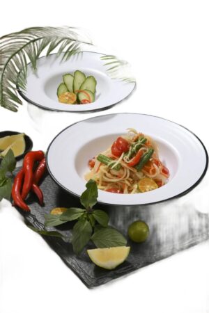 צלחת פסטה מלמין 24 ס"מ B&W 13870-10 שחור לבן