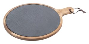 קרש עגול עץ עם אבן צפחה וידית 41X31 ס"מ