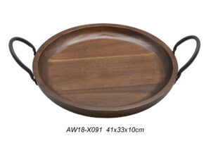 מגש עץ אובלי 41X33 ס"מ +ידיות אוזן