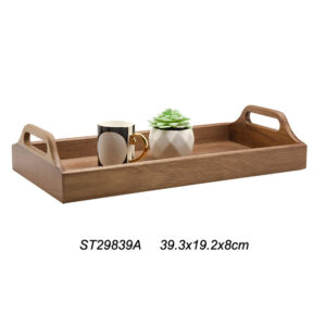 מגש עץ מלבני 39.3X19.2 ס"מ + ידיות