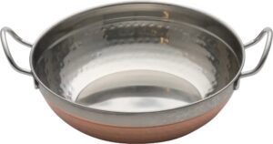 מחבת עמוק עגול 2 ידיות מרוקע ציפוי נחושת 21X6 ס'מ***13602721