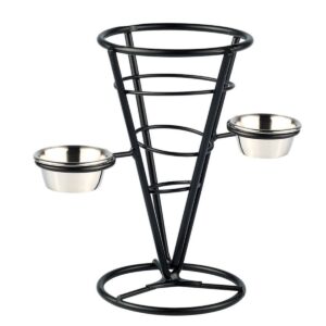 מעמד קונוס לציפס 12 ס"מ 2 רטבים שחור 02401