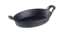 מחבת יציקת ברזל אובלי 27.5X15.5X4 ס"מ 2 ידיות