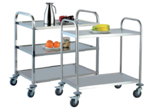 עגלה נירוסטה 3 קומות מדף 53/83 גובה 90 ס"מ*